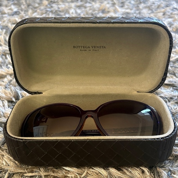 Bottega Veneta Intrecciato Metal Temple Oversized Square Sunglasses Purple